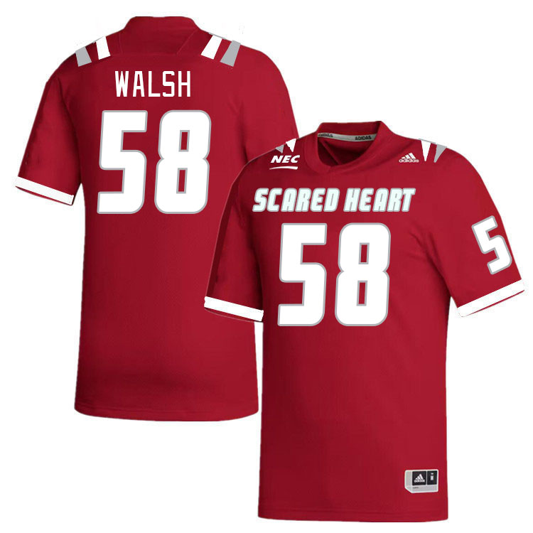 Men-Youth #58 Jake Walsh Scared Heart Pioneers 2023 College Football Jerseys Stitched-Red